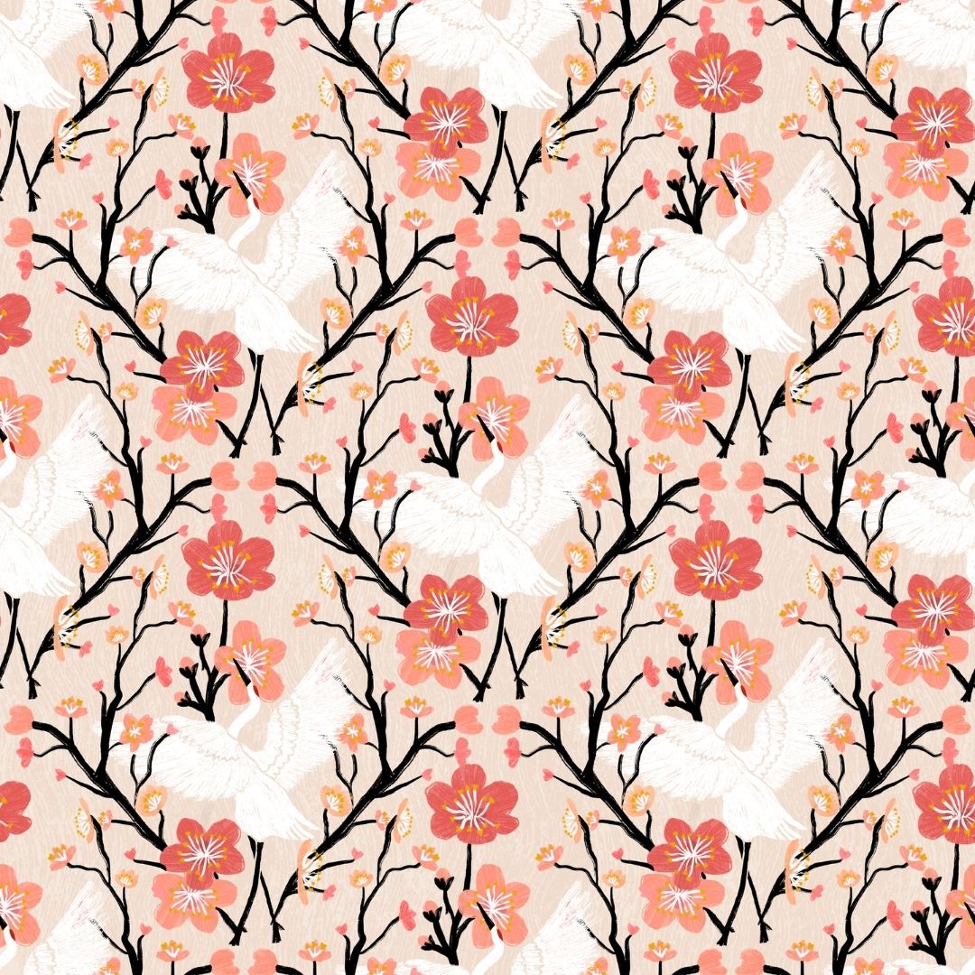 Cranes Blossoms Blush