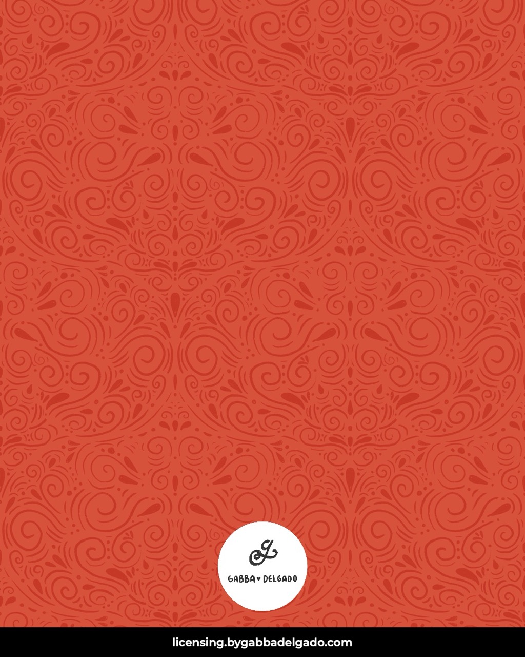 Damask Swirls Crimson