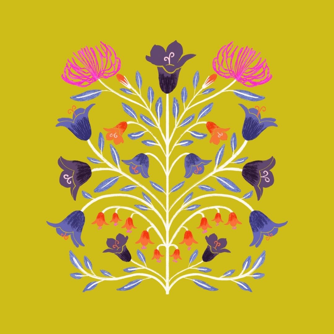 Folk Bellflower Tapestry