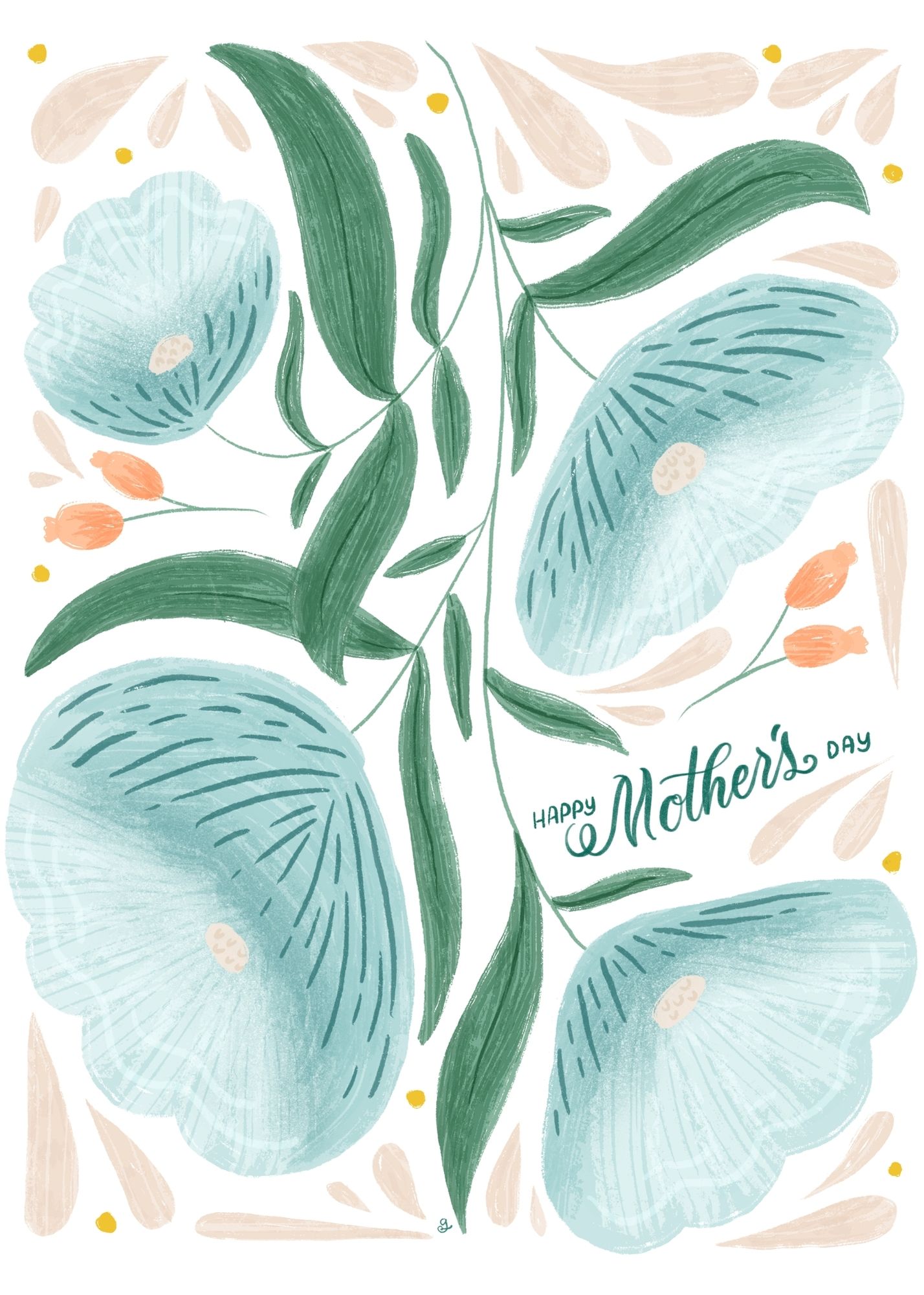 Happy Mothers Day Blue Blooms