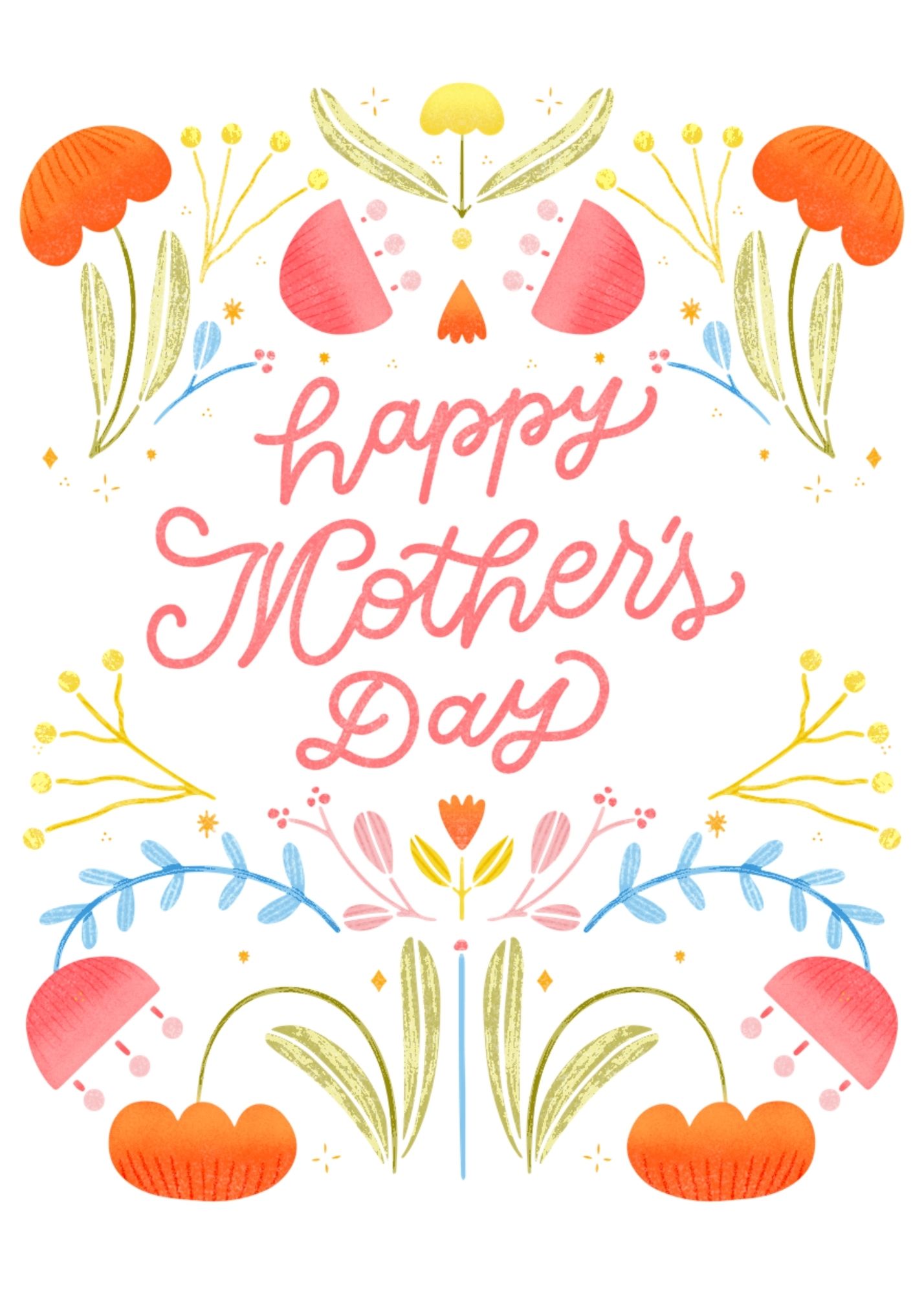 Happy Mothers Day Folk Floral