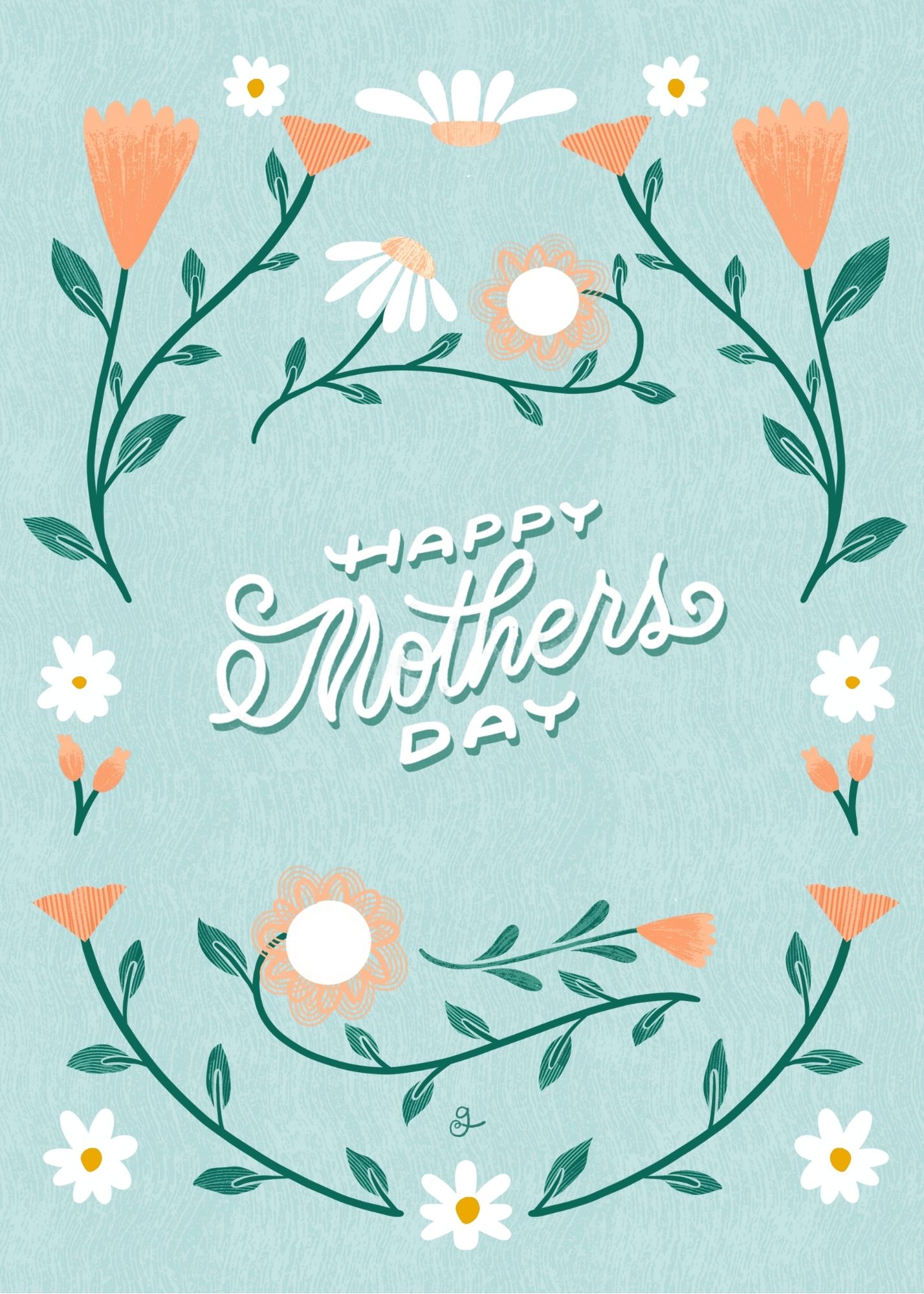 Happy Mothers Day Mint Floral