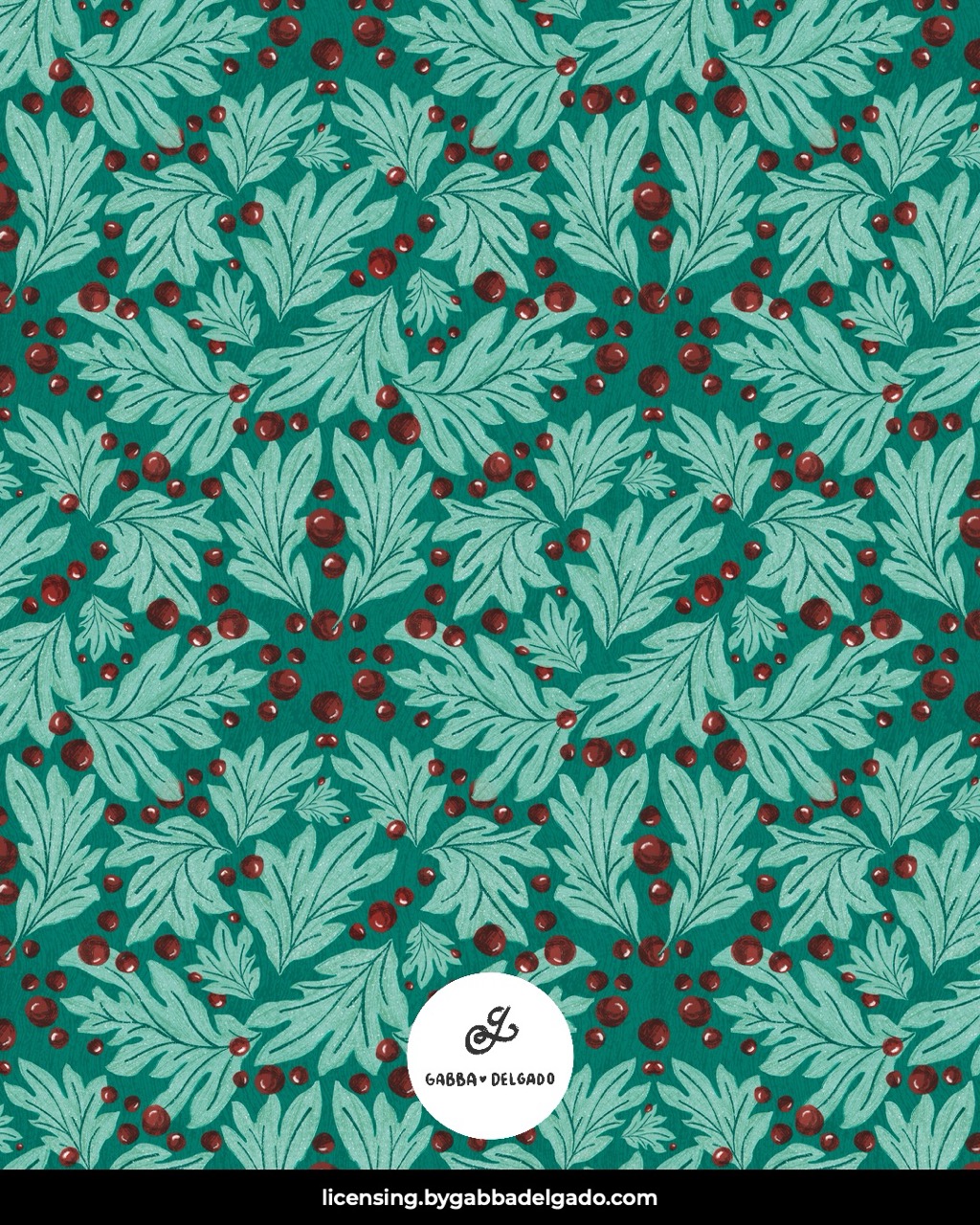 Holly And Berries Teal