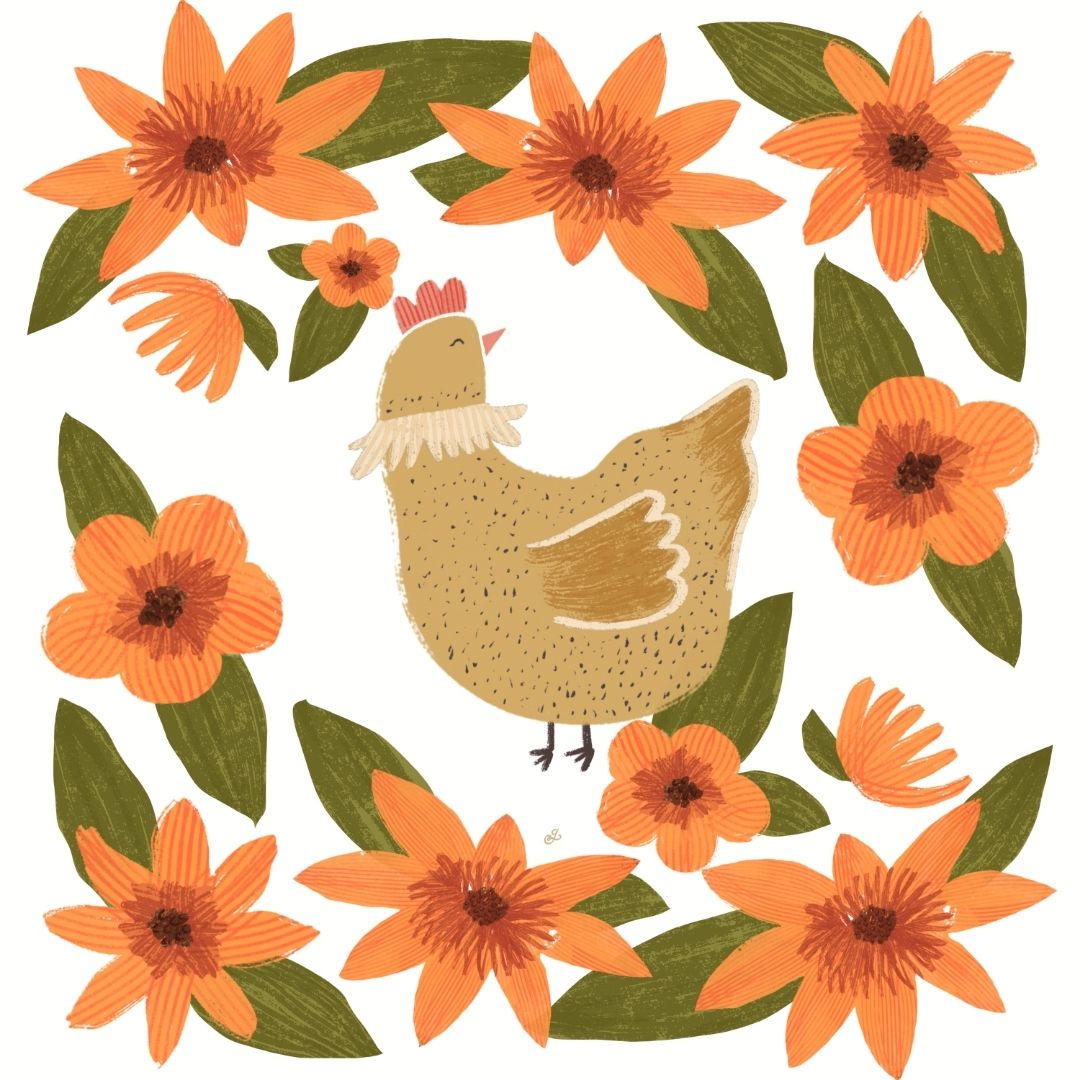 Orange Bloom Hen