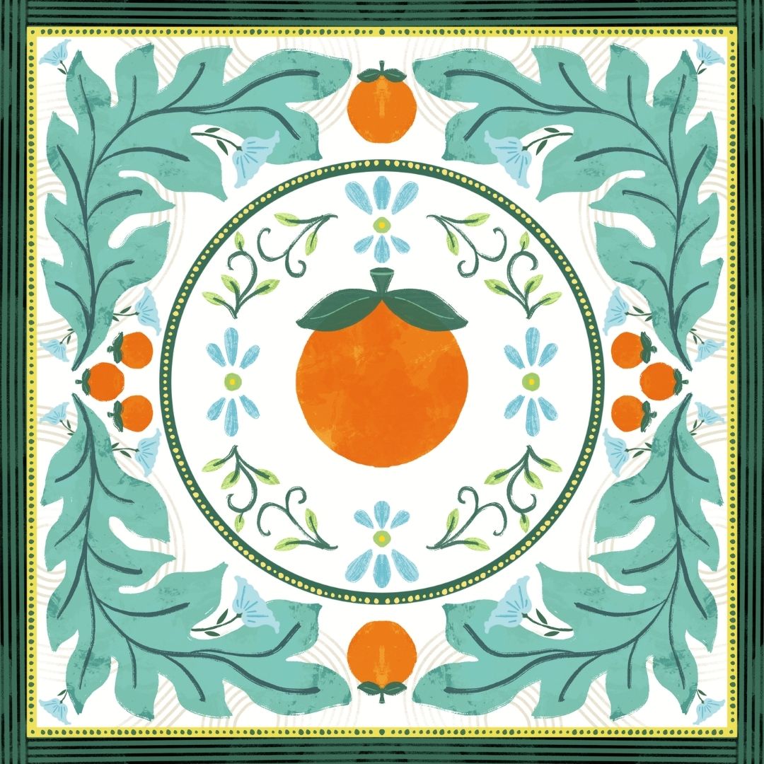 Orange Folk Tile