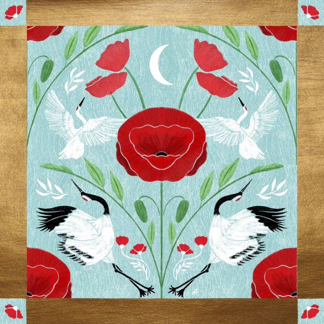 Poppies And Cranes