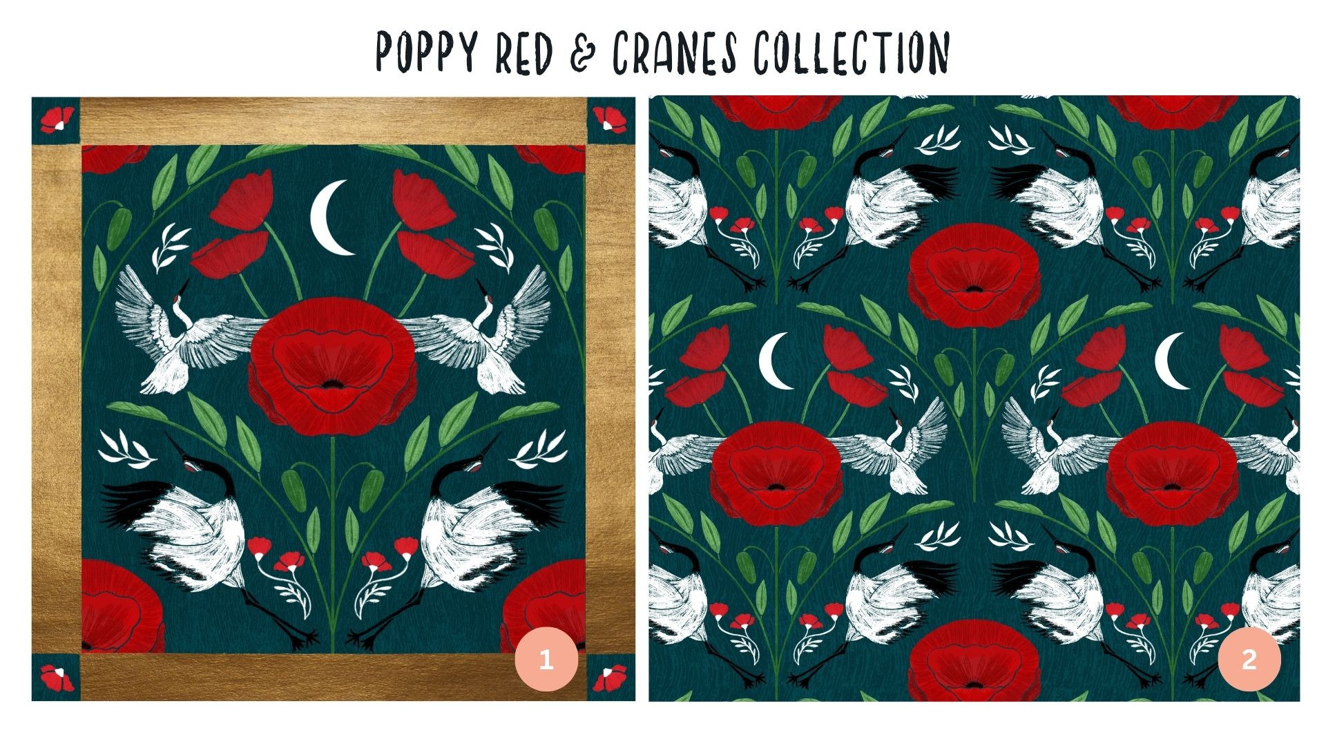 Poppy Red And Cranes Collection